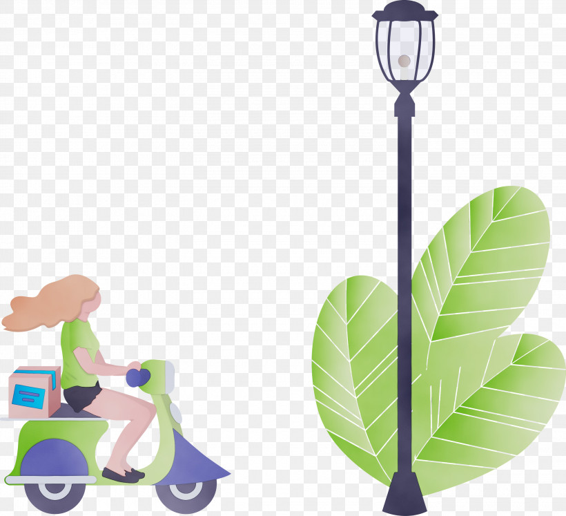 Transport Leaf Plant Vehicle Kick Scooter, PNG, 3000x2736px, Street Light, Delivery, Girl, Kick Scooter, Leaf Download Free
