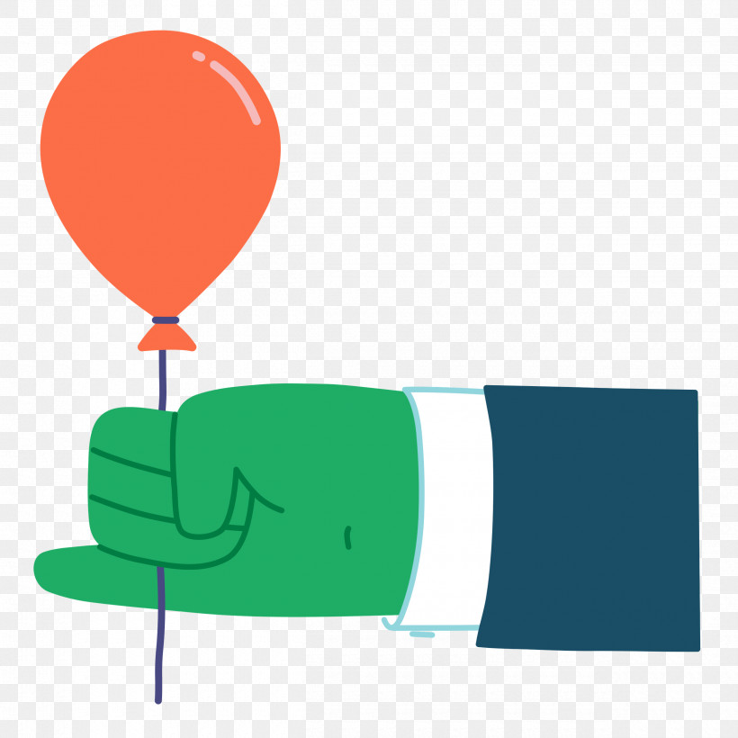 Hand Holding Balloon Hand Balloon, PNG, 2500x2500px, Hand, Balloon, Geometry, Green, Line Download Free
