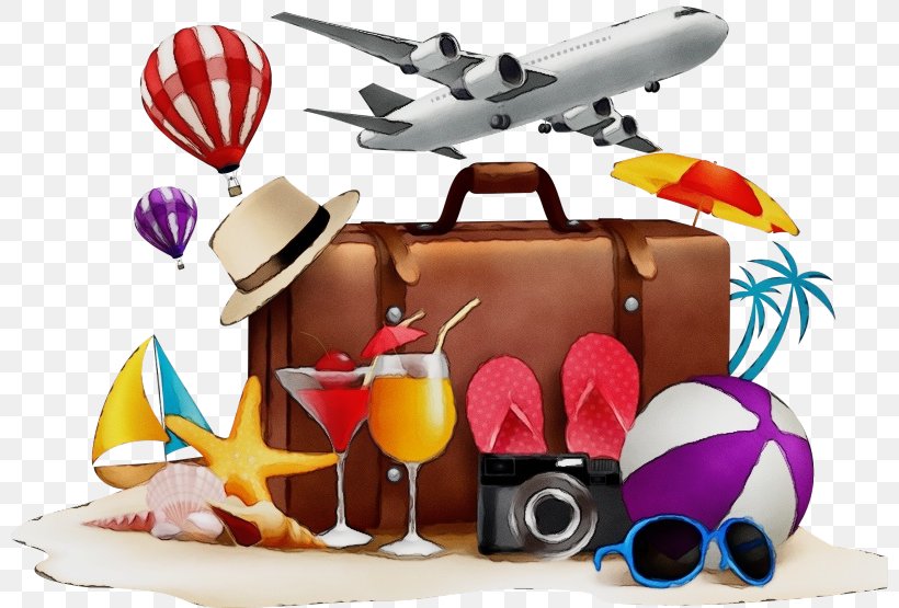 Clip Art Vehicle Airplane Air Travel Suitcase, PNG, 800x555px, Watercolor, Air Travel, Airplane, Paint, Suitcase Download Free