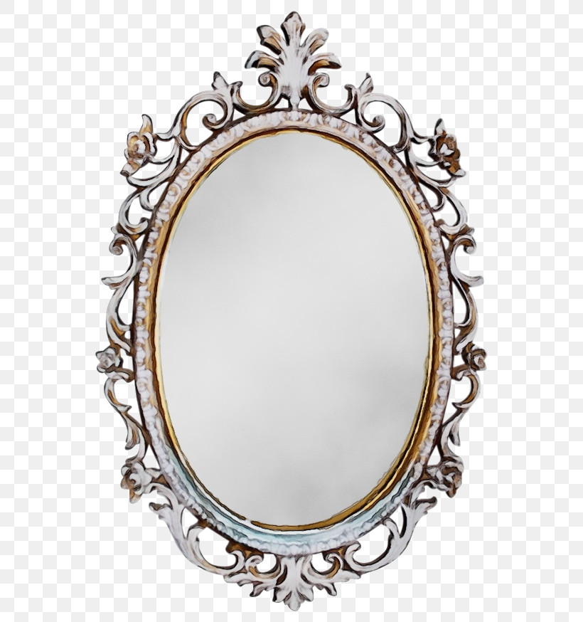 Mirror Jeweled Mirror (teardrops With Orange Rhinestones) M-054 Oval, PNG, 576x874px, Watercolor, Mirror, Oval, Paint, Wet Ink Download Free