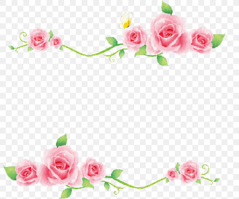 Borders And Frames Clip Art Rose Flower Pink, PNG, 800x686px, Borders And Frames, Art, Artificial Flower, Blossom, Cut Flowers Download Free