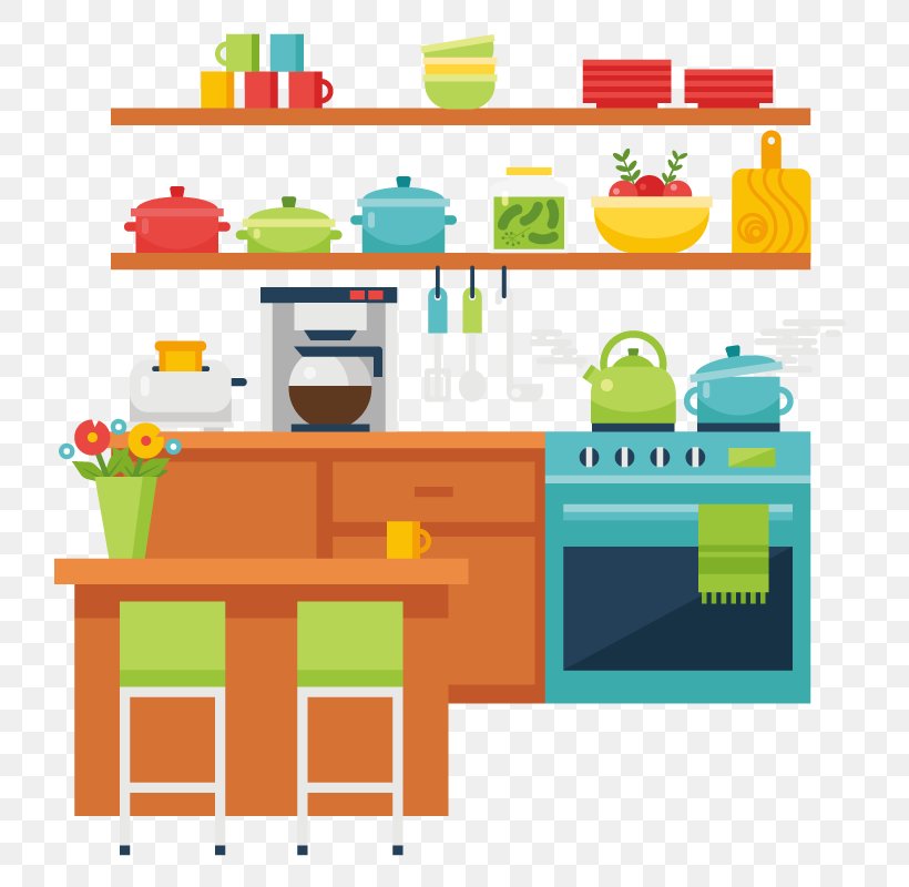 Illustration Kitchen Royalty-free, PNG, 800x800px, Kitchen, Area, Drawing, Furniture, Household Goods Download Free
