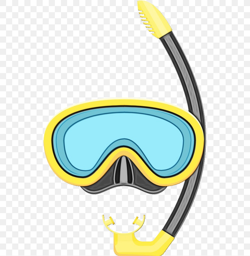 Goggles Diving Mask Yellow Beak Line, PNG, 535x841px, Watercolor, Beak, Diving Mask, Goggles, Line Download Free