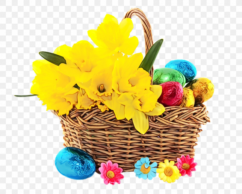 Yellow Gift Basket Easter Wicker Mishloach Manot, PNG, 1600x1280px, Easter Basket With Eggs, Basket, Bird Nest, Bouquet, Cut Flowers Download Free