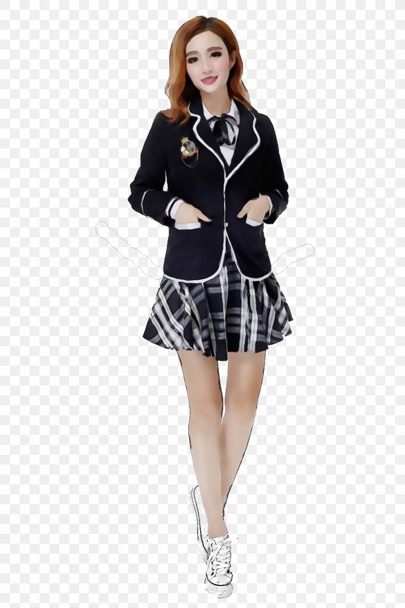 School Dress, PNG, 1000x1500px, Watercolor, Blazer, Clothing, Coat, Costume Download Free