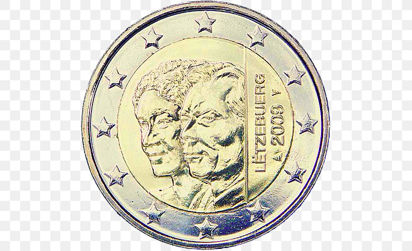 2 Euro Coin Luxembourgish Euro Coins 2 Euro Commemorative Coins, PNG, 500x500px, 2 Euro Coin, 2 Euro Commemorative Coins, 20 Cent Euro Coin, Coin, Adolphe Grand Duke Of Luxembourg Download Free