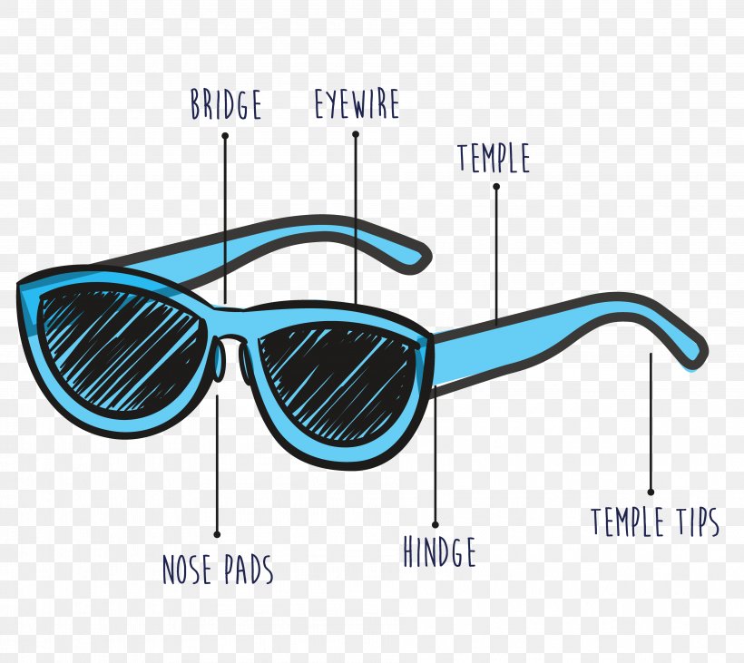 Glasses Anatomy Of A Frame Goggles, PNG, 3786x3376px, Glasses, Anatomy, Aqua, Azure, Blue Download Free