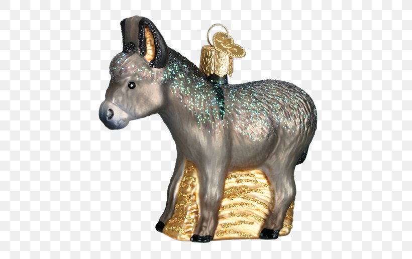 Christmas Ornament Christmas Decoration Glass Donkey, PNG, 516x516px, Christmas Ornament, Animal Figure, Cattle Like Mammal, Christmas, Christmas Decoration Download Free