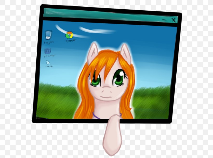 Horse Television Set Computer Monitors Desktop Wallpaper Character, PNG, 600x610px, Horse, Animated Cartoon, Cartoon, Character, Computer Download Free