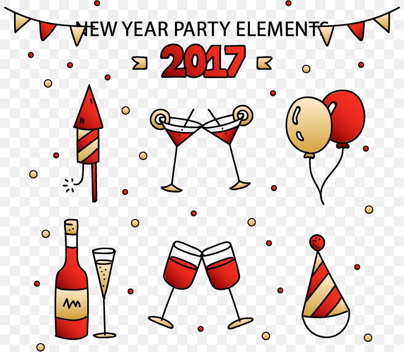Party New Year Euclidean Vector, PNG, 804x715px, Cartoon, Area, Clip Art, Clothing Accessories, Fashion Download Free