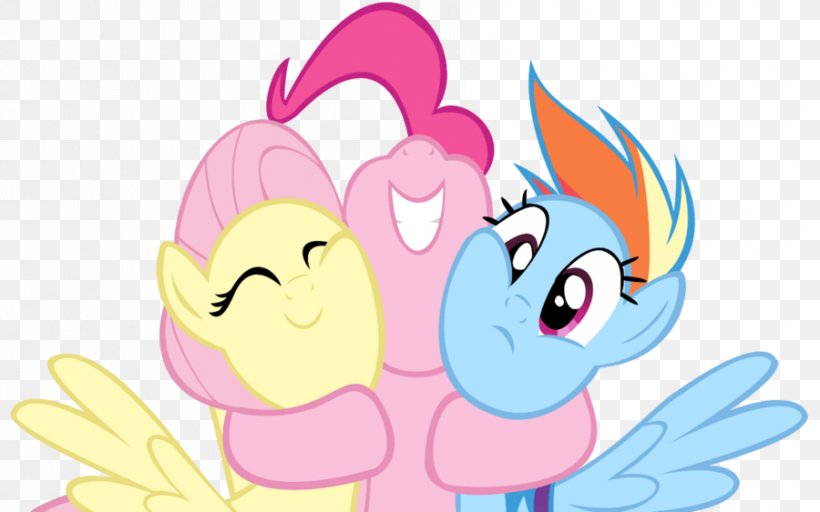 Pinkie Pie Rainbow Dash Fluttershy Hug, PNG, 900x563px, Watercolor, Cartoon, Flower, Frame, Heart Download Free