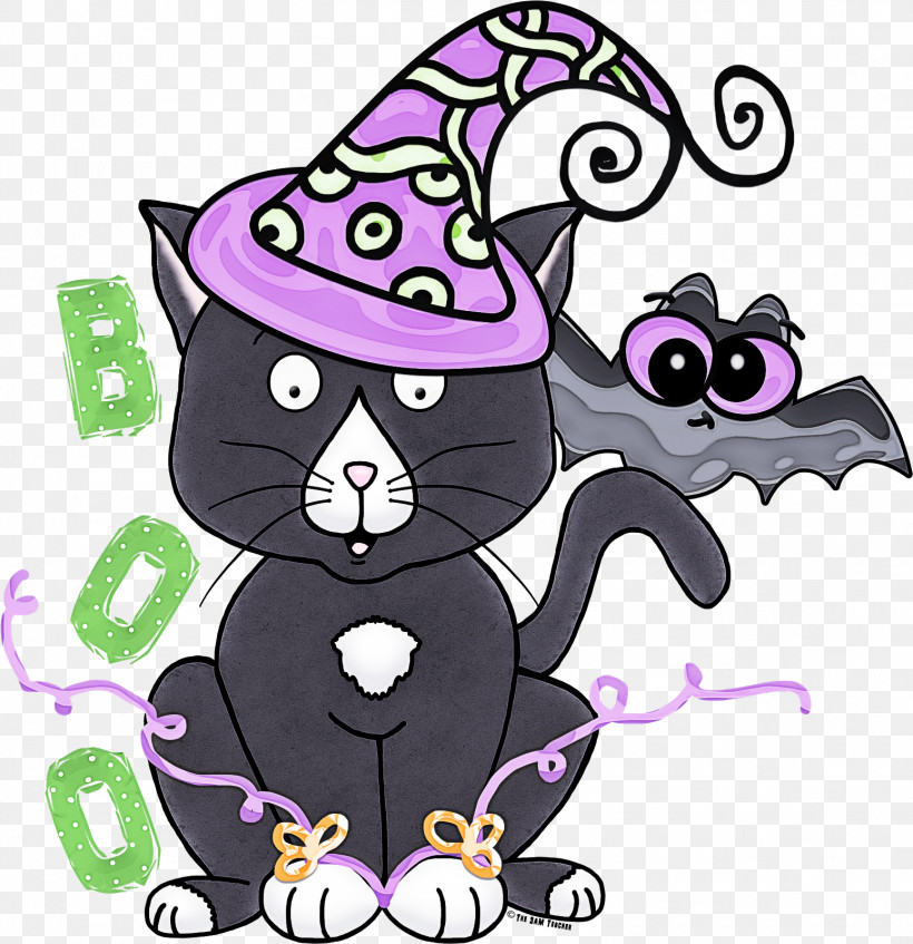 Purple Violet Cartoon Black Cat Witch Hat, PNG, 1548x1600px, Purple, Black Cat, Cartoon, Cat, Hat Download Free