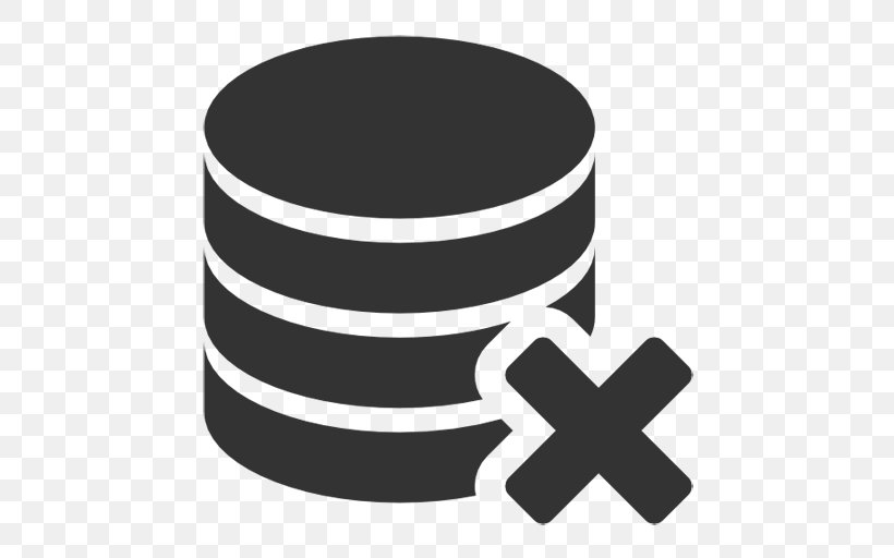Database Delete Download, PNG, 512x512px, Database, Black And White, Cylinder, Delete, Insert Download Free