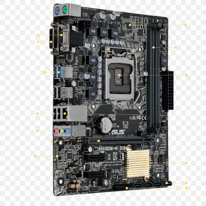 Motherboard LGA 1151 ASUS MicroATX CPU Socket, PNG, 1000x1000px, Motherboard, Asus, Central Processing Unit, Chipset, Computer Download Free