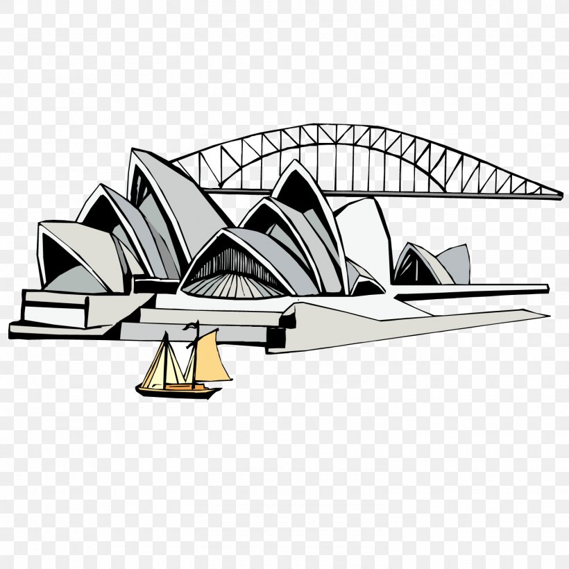 Sydney Opera House Tourist Attraction Flat Design Illustration, PNG, 1500x1501px, Sydney Opera House, Architecture, Automotive Design, Black And White, Brand Download Free