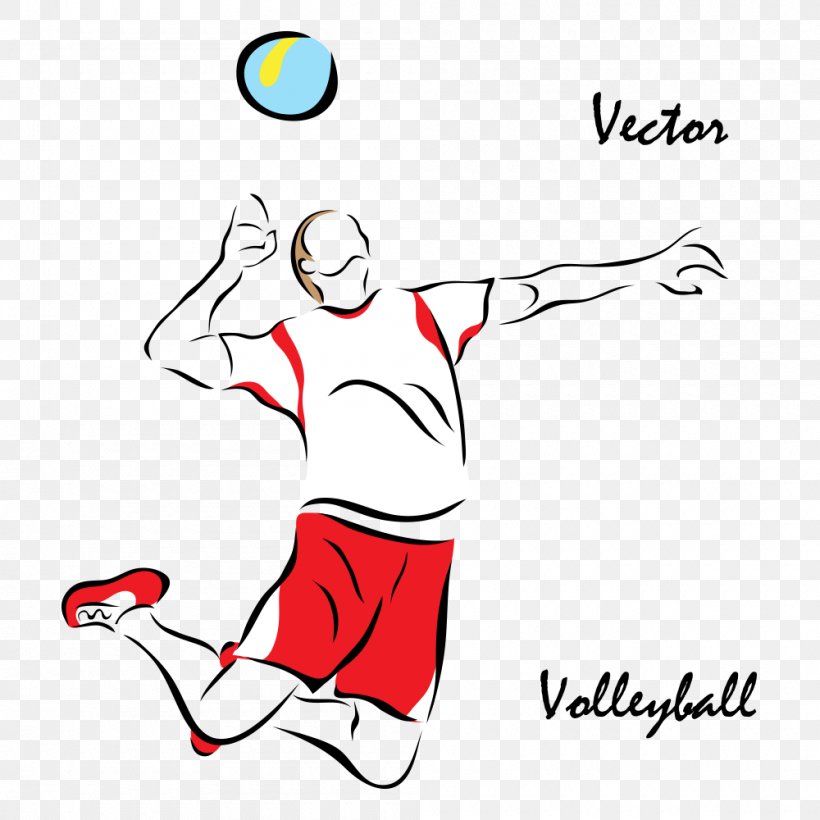 Volleyball Sport Euclidean Vector Illustration, PNG, 1000x1000px, Volleyball, Area, Athlete, Ball, Brand Download Free
