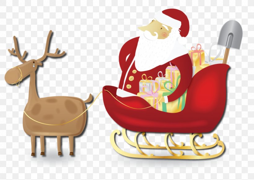 Rudolph Santa Claus Reindeer Sled Clip Art, PNG, 844x600px, Rudolph, Badshot Lea Road, Carriage, Cartoon, Chair Download Free