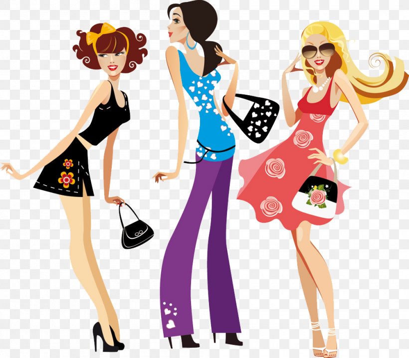 In summer fashion, illustration. In summer fashion, posing in colorful  outfits, vector illustration. | CanStock