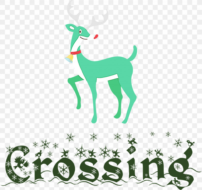 Reindeer, PNG, 3000x2824px, Deer Crossing, Antler, Cartoon, Deer, Leaf Download Free