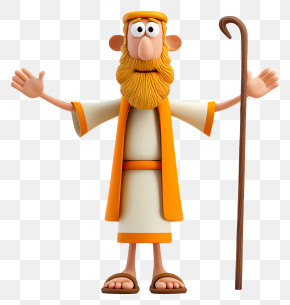 Ancient Man Cartoon - Cartoon Shepherd With Staff Illustration PNG