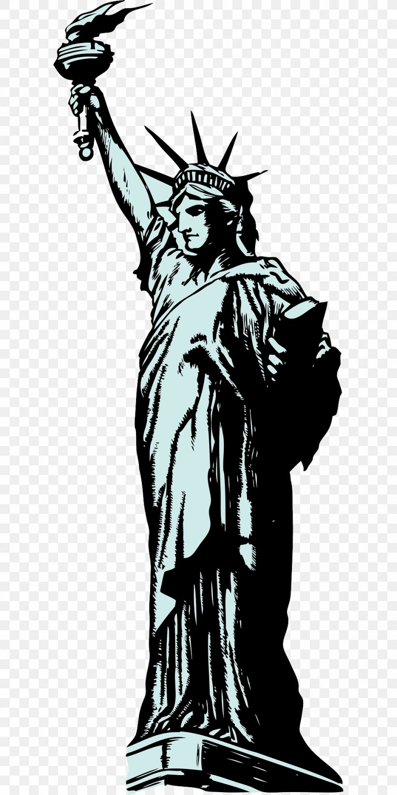 Statue Of Liberty Clip Art, PNG, 960x1920px, Statue Of Liberty, Art, Black And White, Drawing, Fictional Character Download Free