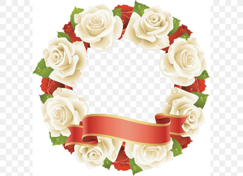 White Roses Wreath Ribbon Material, PNG, 600x592px, Royaltyfree, Cut Flowers, Decor, Floral Design, Floristry Download Free