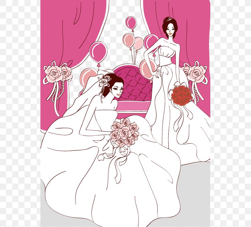 Wedding Curtain, PNG, 555x742px, Watercolor, Cartoon, Flower, Frame, Heart Download Free