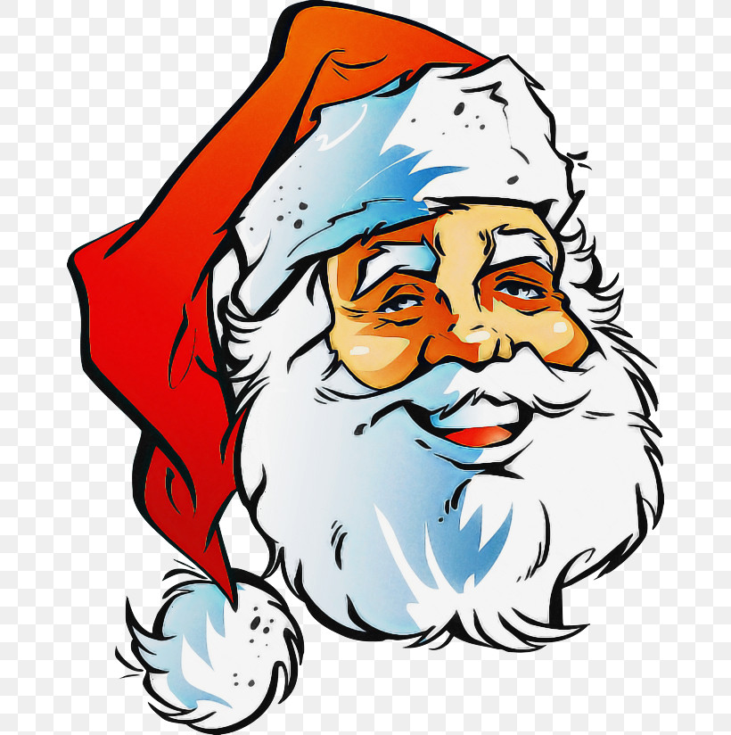 Santa Claus, PNG, 670x824px, Cartoon, Facial Hair, Line, Line Art, Pleased Download Free