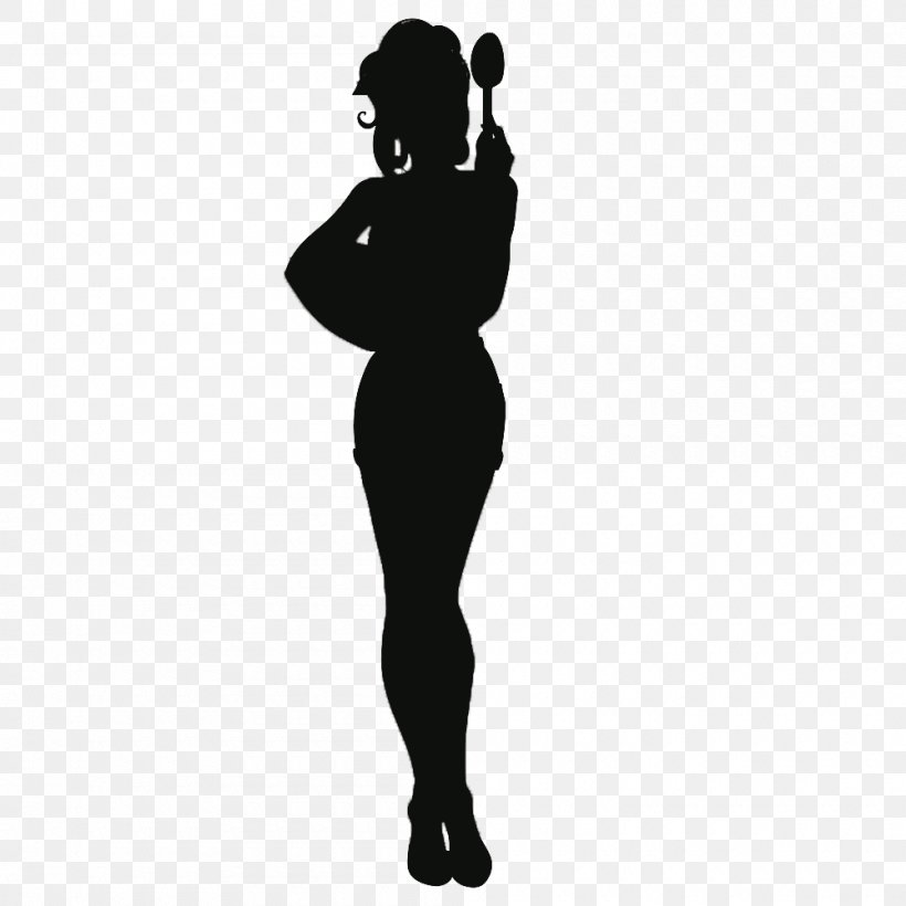 Silhouette Woman Cartoon Spoon, PNG, 1000x1000px, Silhouette, Arm, Black, Black And White, Cartoon Download Free