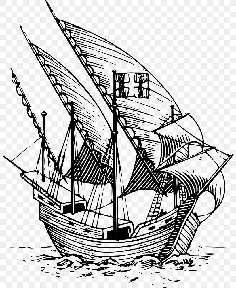 Caravel Sailing Ship Clip Art, PNG, 800x1000px, Caravel, Artwork, Baltimore Clipper, Barque, Black And White Download Free