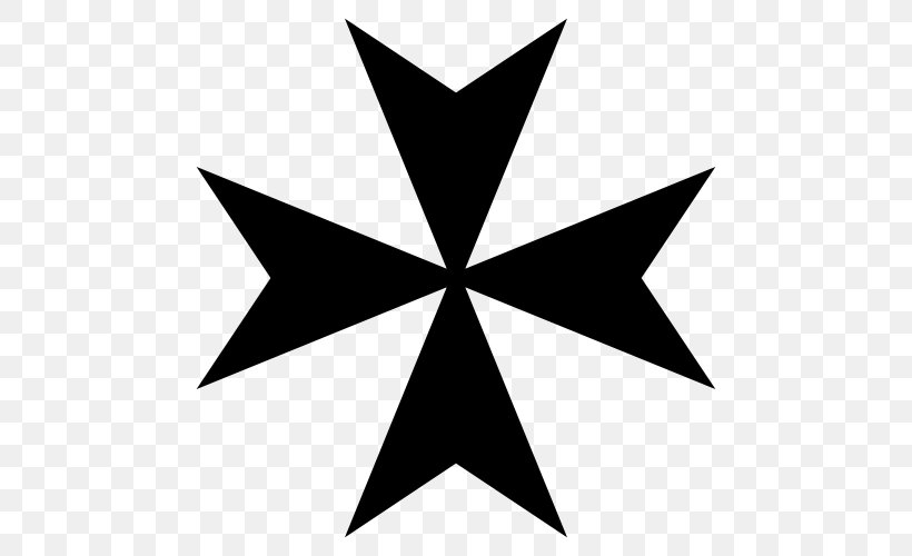Maltese Cross Malta Christian Cross, PNG, 500x500px, Maltese Cross, Area, Black, Black And White, Christian Cross Download Free