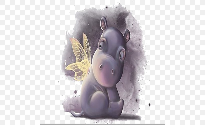 Cartoon Purple Illustration, PNG, 500x500px, Cartoon, Color, Drawing, Horse Like Mammal, Nose Download Free