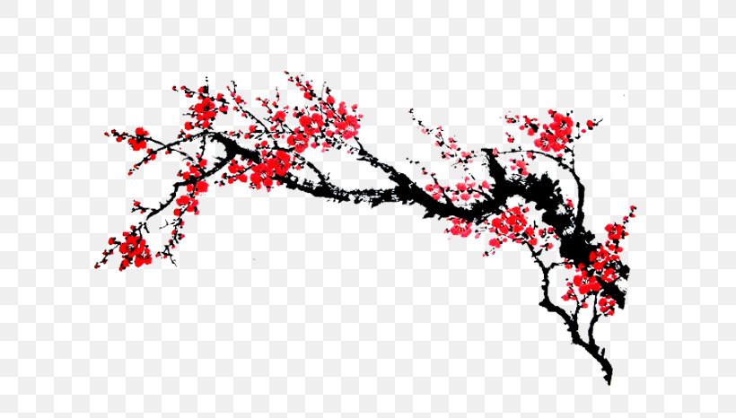 Menghai County Plum Blossom Ink Wash Painting, PNG, 699x466px, Menghai County, Apple, Branch, Cherry Blossom, Chinese Painting Download Free