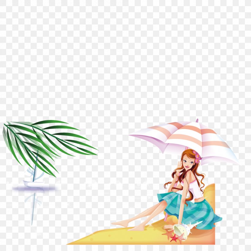 Beach Vacation Woman, PNG, 1000x1001px, Beach, Fictional Character, Gratis, Green, Seaside Resort Download Free