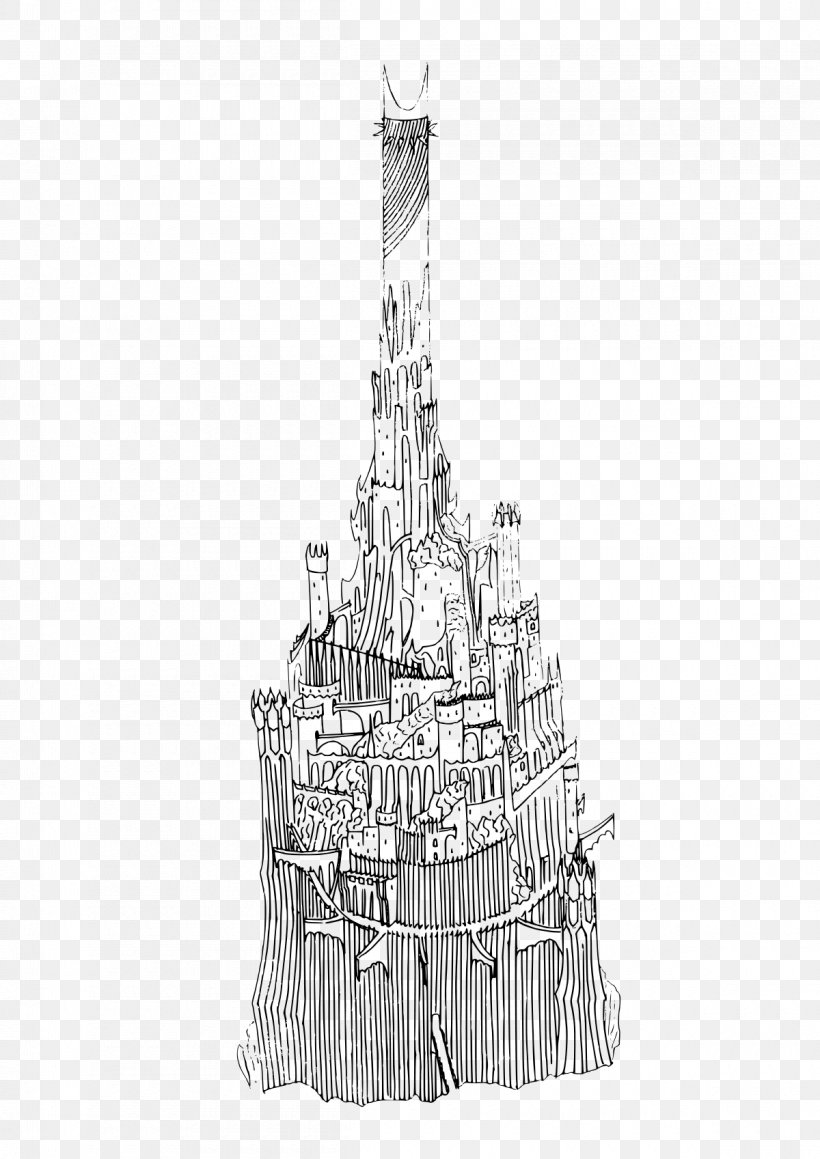 The Two Towers The Lord Of The Rings Sauron The Fellowship Of The Ring Barad-dûr, PNG, 1200x1697px, Two Towers, Arda, Black And White, Drawing, Eregion Download Free