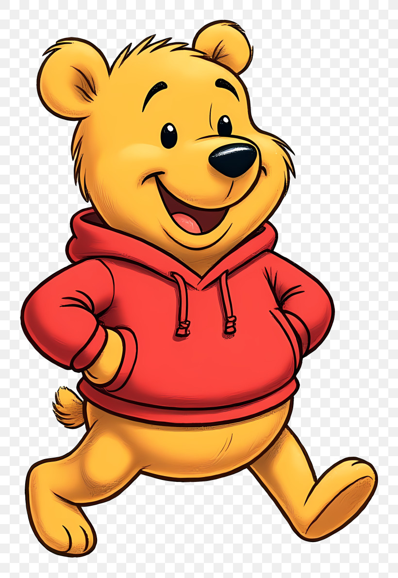 Winnie The Pooh - Cartoon Bear In Red Hoodie PNG