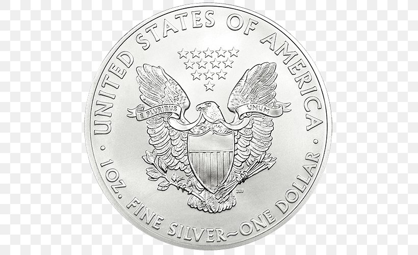 Bullion Coin American Silver Eagle Silver Coin, PNG, 500x500px, Coin, American Gold Eagle, American Platinum Eagle, American Silver Eagle, Bullion Download Free