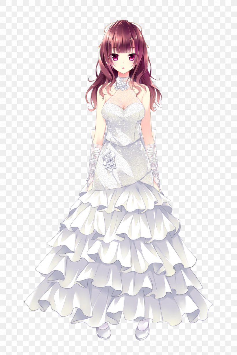 Gown Formal Wear Wedding Dress Bishōjo Game Character, PNG, 850x1275px, Watercolor, Cartoon, Flower, Frame, Heart Download Free