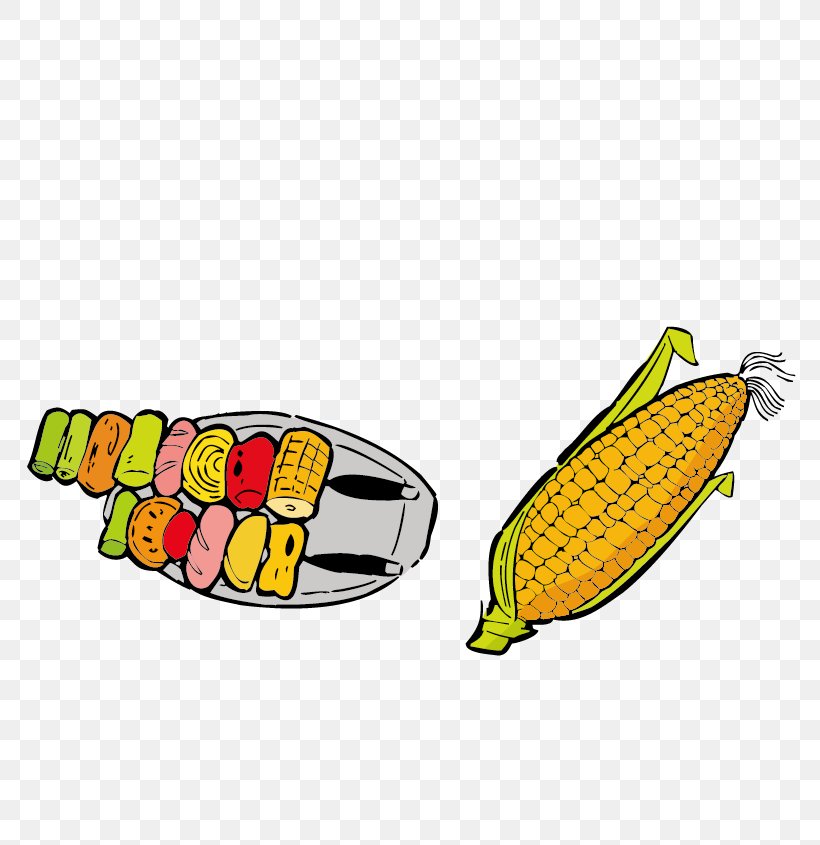 Barbecue Maize Grilling Sausage, PNG, 805x845px, Barbecue, Cereal, Corn On The Cob, Cuisine, Drawing Download Free