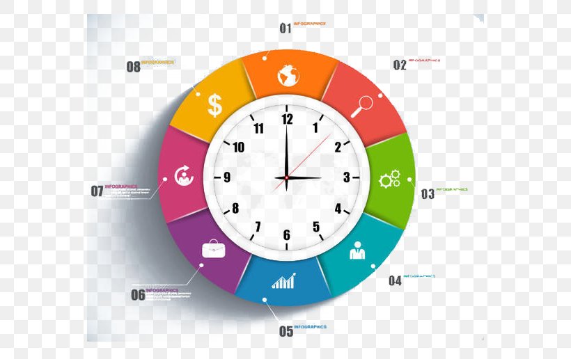 Infographic Clock Adobe Illustrator, PNG, 570x516px, Infographic, Alarm Clock, Clock, Home Accessories, Template Download Free