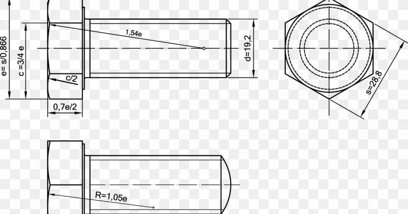 Technical Drawing Screw Dibujo Industrial Engineering, PNG, 1200x630px, Technical Drawing, Area, Artwork, Black And White, Bolt Download Free