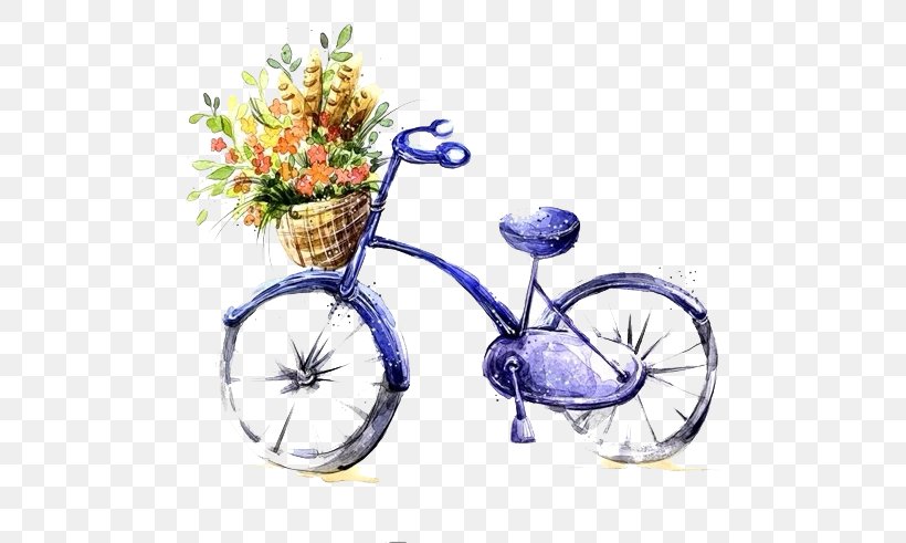 Bicycle Watercolor Painting Drawing Gratis, PNG, 600x491px, Bicycle, Bicycle Accessory, Bicycle Frame, Bicycle Part, Bicycle Wheel Download Free