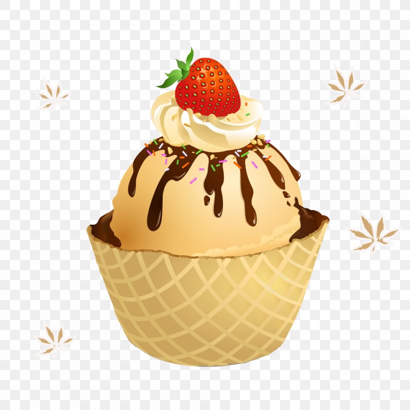 Chocolate Ice Cream Sundae Cupcake Waffle, PNG, 1000x1000px, Ice Cream, Almond, Cake, Candy, Chocolate Ice Cream Download Free
