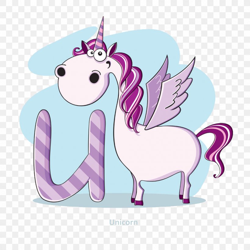 Letter U Alphabet Illustration, PNG, 1000x1000px, Unicorn, Alphabet, Art, Cartoon, Clip Art Download Free