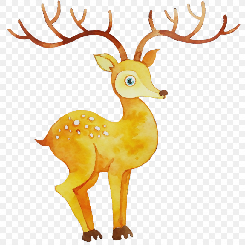 Reindeer, PNG, 1280x1280px, Watercolor, Animal Figurine, Antler, Biology, Deer Download Free