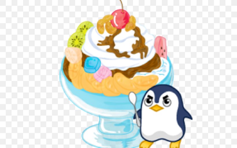 Sundae Penguin Ice Cream Clip Art Mitsui Cuisine M, PNG, 512x512px, Sundae, Bird, Cream, Cuisine, Dairy Product Download Free