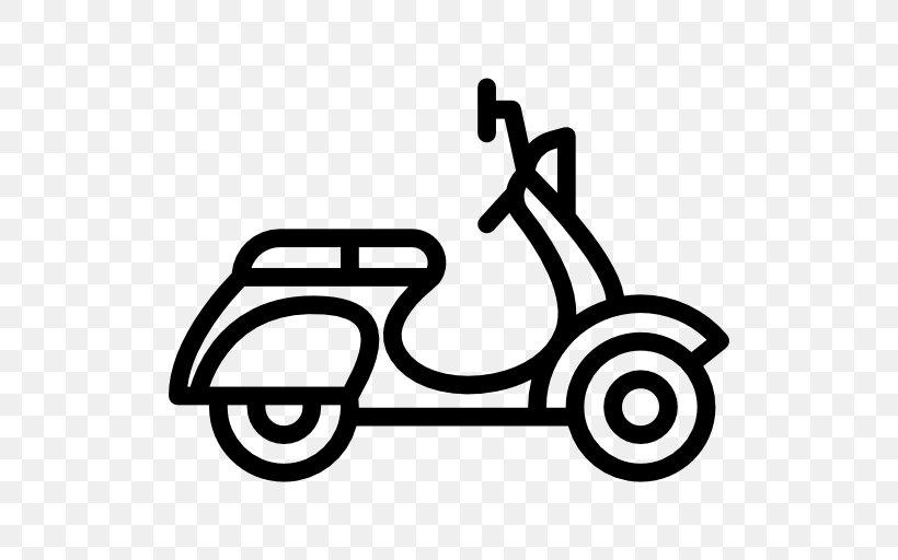 Scooter Car Vespa Motorcycle Vehicle, PNG, 512x512px, Scooter, Area, Automotive Design, Bicycle, Black And White Download Free