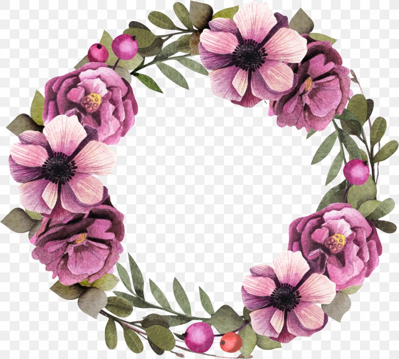 Floral Design Wreath Flower Garland Purple, PNG, 1508x1358px, Floral Design, Artificial Flower, Blossom, Crown, Cut Flowers Download Free