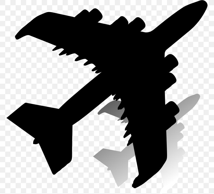 Airplane Silhouette Clip Art, PNG, 772x742px, Airplane, Airline Ticket, Black, Black And White, Drawing Download Free
