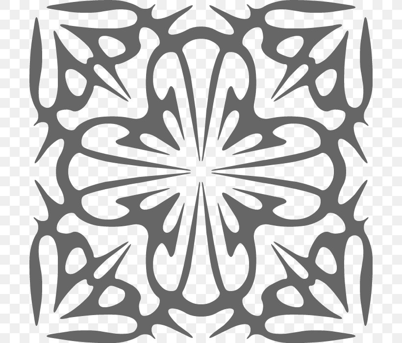 Free Simple Kaleidoscope Image., PNG, 700x700px, Symmetry, Area, Black, Black And White, Flower Download Free